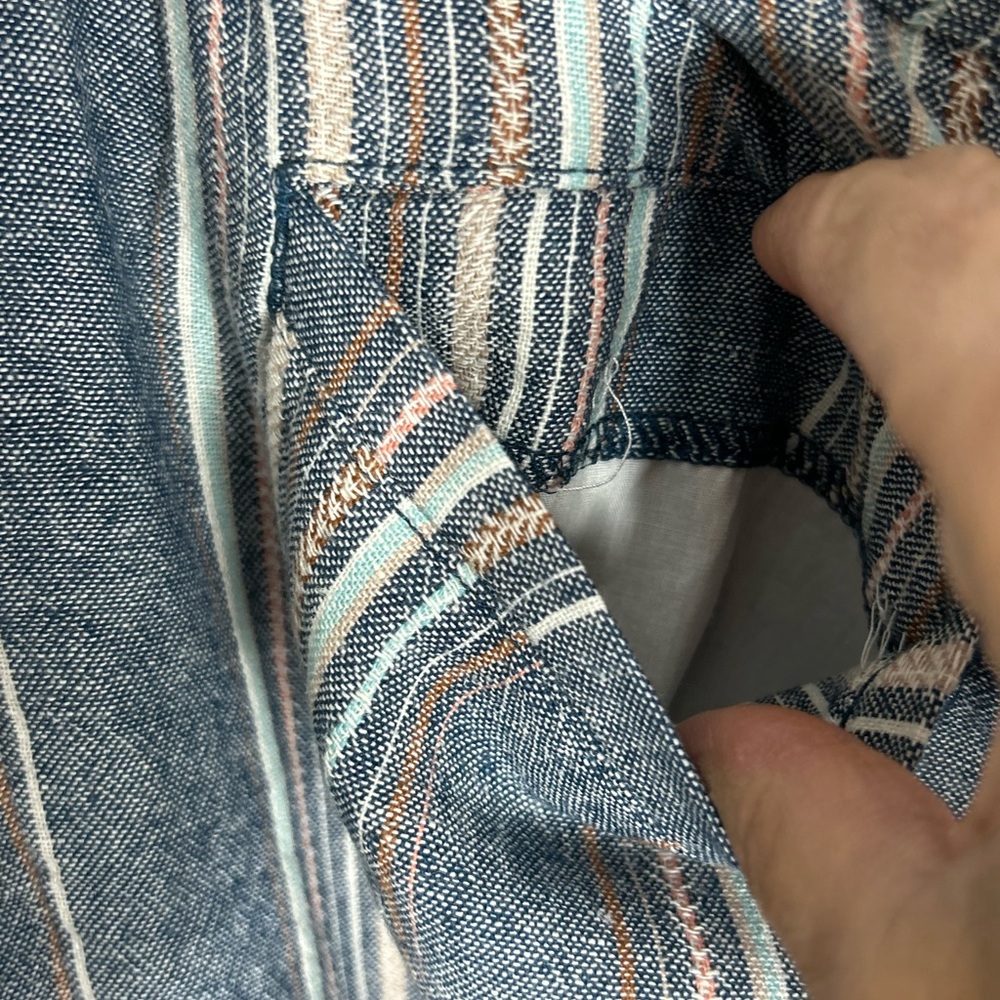 Democracy Flex-ellent Womens 8 Wide Cropped Pants Loom Striped Linen blend - Picture 8 of 12
